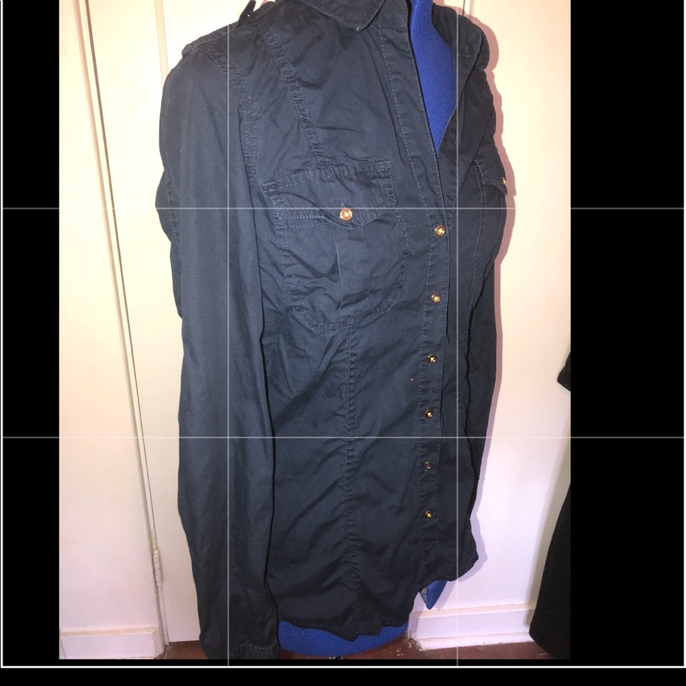 Express Navy Blue Button Down - Picture 3 of 3